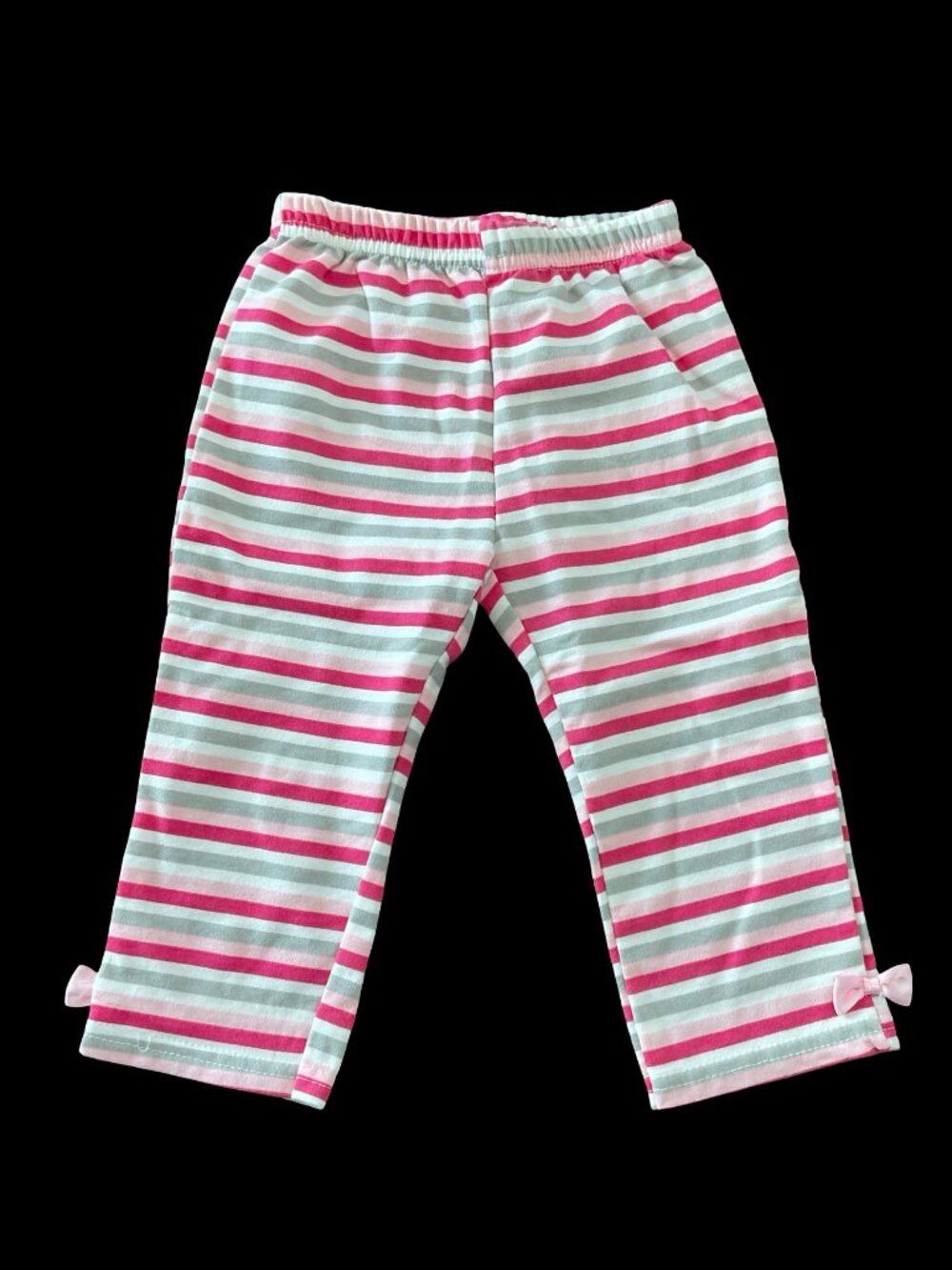🌻10/$25 - Pink/White/Grey Striped Pants w/ Bow Detail